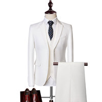 MF9802 Costume Homme De Luxe 3 Pièces Blazer Pantalon Gilet 2 Boutons Mode Slim Couleur Unie Costumes D'Affaires Tenue De Bureau