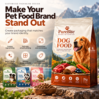 Sacs d'emballage pour aliments secs et humides pour chats et chiens, personnalisés avec logo, imprimés en couleur, refermables, à fermeture éclair sur 8 côtés, vente en gros
