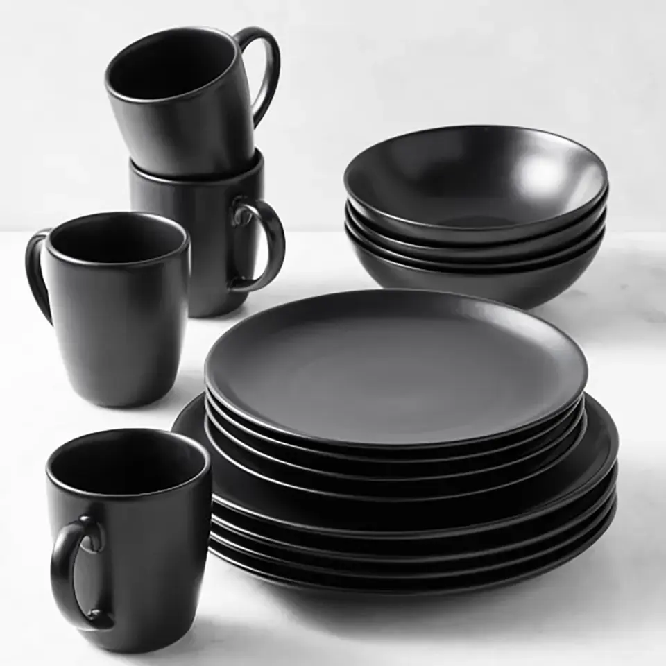 16 pçs/set Louça Eco Amigável Placas Degradáveis Xícara Jantar Set RPET Louça Define Pratos Pratos Minimalista