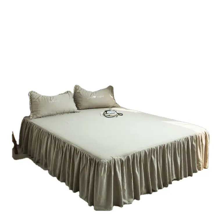 Drap de lit plat ajusté et plat, taie d'oreiller tissée, Logo personnalisable, 100% coton, couleurs pures, vente en gros, 1 pièce