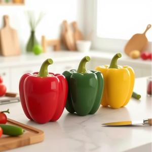 Tarro de té de cerámica creativo pequeño con colores <span class=keywords><strong>verde</strong></span>, <span class=keywords><strong>rojo</strong></span> <span class=keywords><strong>y</strong></span> amarillo para almacenamiento de alimentos, tapas selladas para tarros de pimienta de frutas <span class=keywords><strong>y</strong></span> verduras - Product Image 1