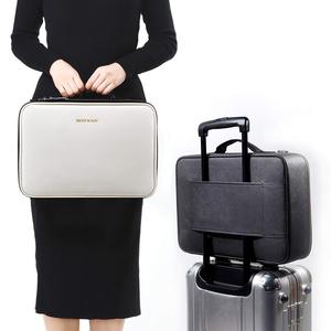 Bolsa de Cosméticos Impermeable de Cuero PU, Estuche de Maquillaje de Viaje Grande con Espejo, Divisores y Cierre de Cremallera, Divisores Prácticos para Brochas - Product Image 1