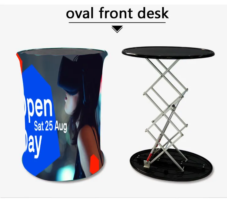 Promosyon açılır masa alüminyum katlanabilir özel tasarım Bar satış karşı ticaret gösterisi