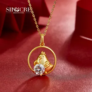 SINOCRE Qualität Ochs Gold Buddha Anhänger Hiphop weiße Halskette echter Schmuck 18K mit Zertifikat zwölf Sternzeichen Tiere