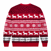 Pull de Noël Homme Tricoté Personnalisé en Gros, Motif Familial Jacquard, Nouvelle Collection, Pull de Noël Moche, Vente Chaude