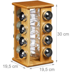 Bamboo <b>Spice</b> <b>Rack</b> <b>Rotating</b> Multi Tiered Wooden <b>Spice</b> Bottle Holder With Metal Lids For Kitchen Storage - Product Image 5