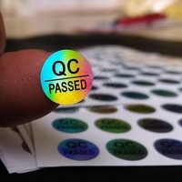 Autocollant adhésif rond en PVC QC, étiquette adhésive, hologramme Laser passe, vente en gros,