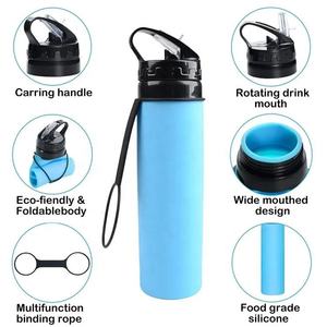 Bouteille d'eau en silicone sans BPA, sport, extérieur, qualité alimentaire, pliable, avec logo personnalisé - Product Image 6