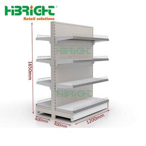 Étagères de supermarché en métal blanc Double 4 couches, gondole commerciale personnalisée bon marché - Product Image 1