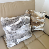 Housse de coussin en fourrure de lapin 45x45cm, luxueuse et douce, avec fermeture éclair discrète, pour canapé, chambre à coucher, coussin décoratif confortable