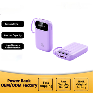 Batterie externe ultra-mince de 10000 mAh à capacité réelle avec charge rapide 10W/5W, affichage LED, batterie Li-Polymère, câble inclus - Product Image 1