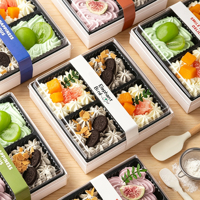 Boîte Bento en bois de peuplier jetable, boîte à sushi, conteneur pour salades, plateaux alimentaires avec couvercle transparent en PET, boîte en bois pour sandwichs, desserts, gâteaux, artisanat