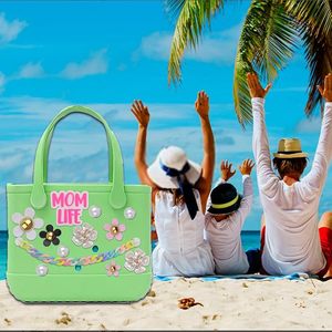 Bogg Bag Charms <b>Accessories</b> Set with Pearls Flowers Chain Decorative Bogg Bag for Women Girls Rubber <b>Beach</b> Tote Bag Insert Charm - Product Image 5