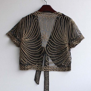 Blusas de Moda para <span class=keywords><strong>Mujer</strong></span>: Boleros de <span class=keywords><strong>Gasa</strong></span> con Encaje y Perspectiva Ocasional - Product Image 4