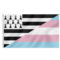 Drapeau Arc-en-Ciel LGBT de la Fierté Bretagne pour le Carnaval 3x5ft en Polyester Numérique Durable à Usage Automobile