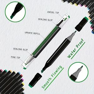 Marqueurs <span class=keywords><strong>de</strong></span> dessin professionnels à double pointe Ensemble <span class=keywords><strong>de</strong></span> marqueurs d'art à base d'alcool <span class=keywords><strong>Encre</strong></span> vibrante pour artistes Designers Pointe fine lâche - Product Image 4