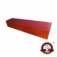 Ataúd Funerario de Estilo Europeo Rojo-Marrón de Alto Brillo con Patrón de Relieve en Forma de Corazón Simétrico Continuo y Borde Recto Cúbico