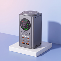 Cargador Gan de 100w 60W 20W Tipo C + USB A para Teléfono, Cargador Inalámbrico para Reloj Inteligente, Teléfono Móvil y Portátil