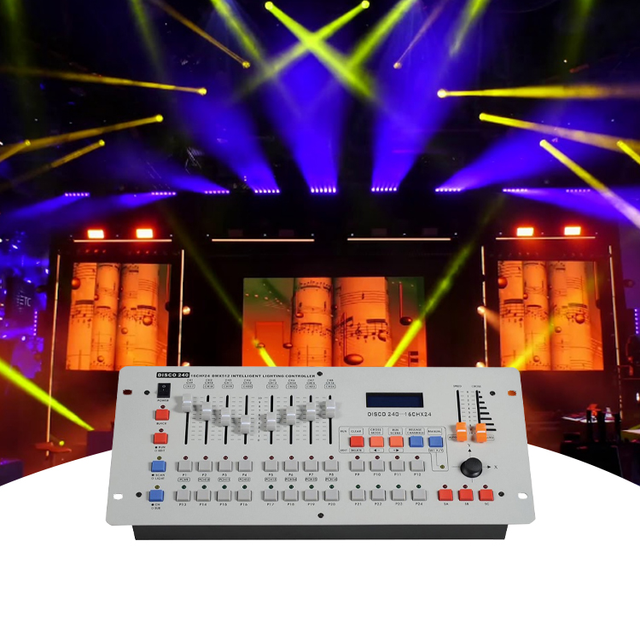 Disco 240 DMX512 DJ Mixer Controller with Digital LCD Display Manual Remote Control 50m Range Lighting Console
