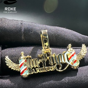 Pendentif en or 9-18 carats avec lettres en diamant et motifs en spirale, pendentif <span class=keywords><strong>de</strong></span> luxe pour homme, chaîne en corde, accessoire cadeau décoratif - Product Image 1