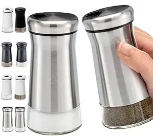 Pacote personalizado Melhor Spice Mill com aço inoxidável escovado Tempero Armazenamento Garrafa Pepper Grinder