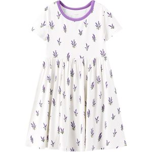 Vestido de Manga Corta para Niña BambooBud, Estampado Floral, Transpirable, Informal, para Verano, de 2 a 7 Años - Product Image 1