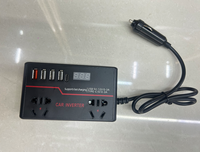 Convertisseur de courant pour voiture 150W 12V/24V vers 220V avec ports de charge rapide, chargeur automobile portable, convertisseur de courant 4 ports USB, chargeur de voiture