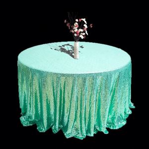 <b>Birthday</b> Elegant Sequin Cloth Round Party Wedding Banquet Polyester White <b>Table</b> Cover Tablecloth for Event - Product Image 2