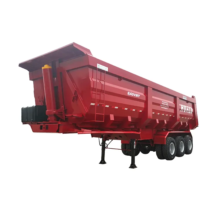 China Factory Heavy Load 3 Axles Cargo Trucks Tipper Semi Trailer Rear Dump Trailer For Sale