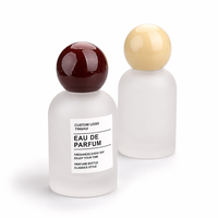 Flacon de parfum à étiquette privée, rond, 30 ml, 50 ml, 100 ml, en verre transparent givré, vaporisateur de luxe, flacon de parfum vide avec boîte personnalisée