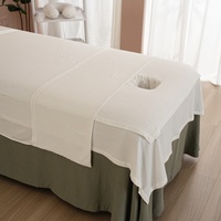 Ensemble de draps de table de massage blancs de 3 pièces Ensemble de couvre-lit facial de qualité supérieure de luxe