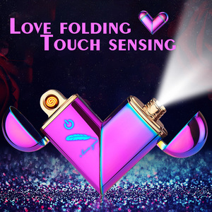 Đèn Pin Sạc Usb Dạng Gấp Hình Tình Yêu Thiết Kế Mới 2022 Có Bật Lửa Cuộn Dây Quà Tặng Ngày Valentine Cho Bạn Trai Và Bạn Gái - Product Image 2