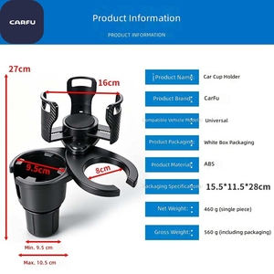 CARFU AC-2761 Nuevo Modelo Mejorado, Portavasos Multifuncional para Auto, de ABS, con Base Expandida Antiderrames para Bebidas - Product Image 6