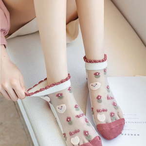 Calcetines tobilleros de verano brillantes para mujer, finos de seda de <span class=keywords><strong>cristal</strong></span>, transparentes, invisibles, de boca baja, para chicas - Product Image 1