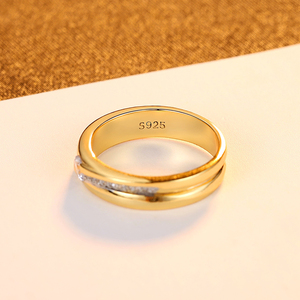 Anelli CZCITY in Argento Sterling 925 Dorato con Zirconia Cubica, Grandi Anelli da Donna per Coppie e Matrimoni Disponibili - Product Image 6