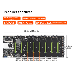 Riserless Moederbord BTC-D37 Moederbord Cpu Set 8 Slot <span class=keywords><strong>DDR3</strong></span> Geheugen Geïntegreerde Vga Interface Laag Stroomverbruik - Product Image 2