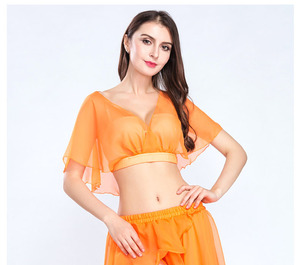 Nouveau débardeur sexy et exotique à manches courtes et col en V pour filles, idéal pour l'entraînement <span class=keywords><strong>de</strong></span> <span class=keywords><strong>danse</strong></span> <span class=keywords><strong>orientale</strong></span> 2025 - Product Image 2