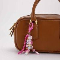 EDGE Porte-clés et breloque de sac pour femme, motif dés et cerises, perles colorées, style mignon, accessoire pour sac de gaming