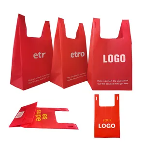 Wholesale Customized Recycled Non Woven T Shirt Bags U Cut Non Woven Bags With Printing Logo