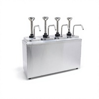 Distributeur de condiments en acier inoxydable à 4 pompes, distributeur de comptoir à 4 compartiments pour buffet, cafétéria