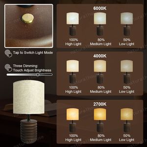 Giá bán buôn có thể sạc lại cao su bằng gỗ LED ánh sáng cảm ứng bảng bàn đèn với Linen <span class=keywords><strong>Shade</strong></span> cho phòng ngủ cạnh giường ngủ nghiên cứu bàn khách sạn - Product Image 3