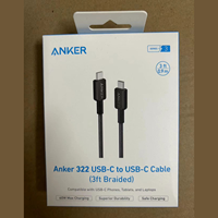 Anker 322 Câble USB-C à USB-C 60W Max Câble de charge 3 pieds tressé Compatible USB-C les téléphones tablettes et ordinateurs portables