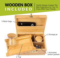 Boîte d'organisation de cachette en bois de bambou moderne plateau roulant poignée de stockage anti-odeur conteneur en acacia pour fumer des aliments/jouets