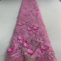 Vente en gros de tube de perles en dentelle tissu de fleurs brodées de paillettes tissu pour fleurs broderie en maille tissu pour robe de mariée pour femmes