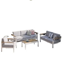 Ensemble de salle à manger avec cadre en aluminium - Chaises et table de patio tissées imperméables, mobilier de conversation de jardin d'extérieur