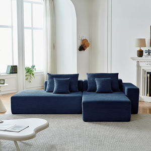 Ensemble de canapé modulaire moderne en forme de L, trois places, côté gauche, rembourré en tissu flanelle, appartement, salon, chambre à coucher, coussin - Product Image 1