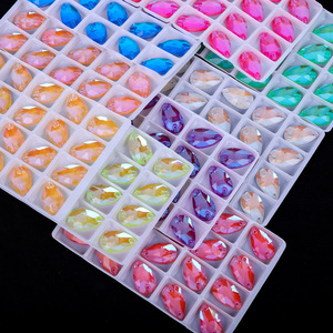 Gemas de Vidrio Fluorescentes Neón con Forma de Gota de Agua para Coser, Oferta de Fábrica, Piedras de Fantasía que Brillan para Accesorios de Ropa, Vestidos y Trajes de Baile - Product Image 1