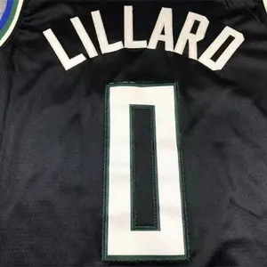 Kaus basket Amerika jahitan baru grosir 2024 musim baru #0 Damian Lillard biru putih hitam ungu