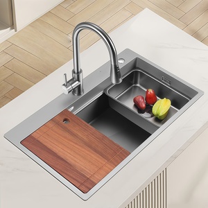 Fregadero de Cocina Grande de un Solo Tazón, Acero Inoxidable 304, Nano, Hecho a Mano, Panel de 3mm de Grosor, Diseño Moderno - Product Image 1