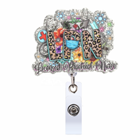 Porte-badges infirmiers rétractables avec clip en acrylique pailleté, cadeaux de Noël pour infirmières, médecins, étudiants, personnel hospitalier